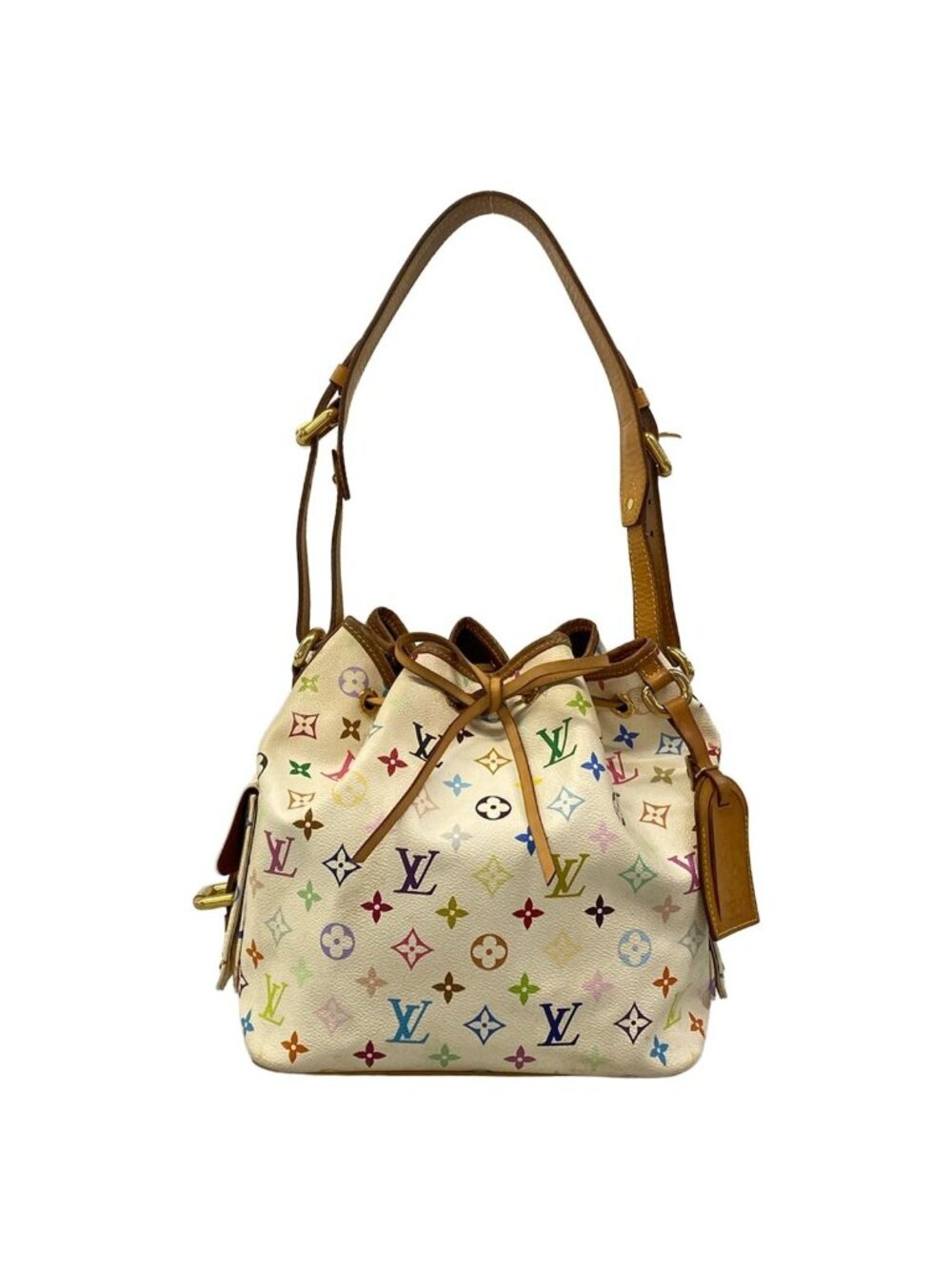 Louis Vuitton Shoulder Bag Monogram Multicolor Petit Noe Blanc Leather